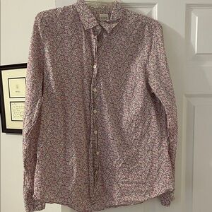 J. Crew Size L Ladies' Floral Button-Up Shirt - Pink Multi